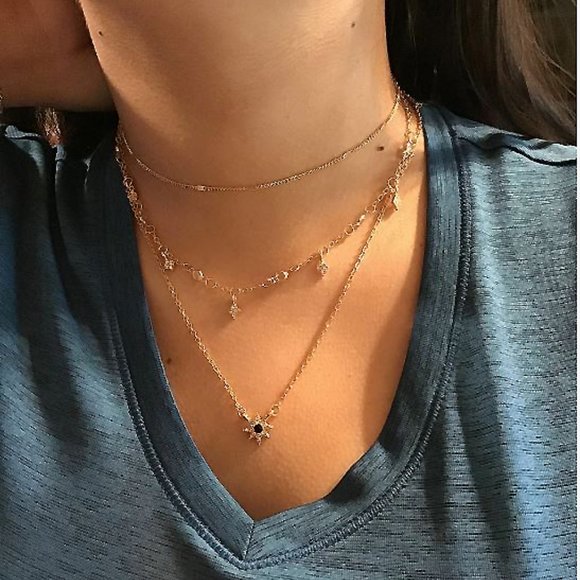 Layered Stars & Black Sun Necklace - Picture 7 of 8